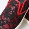 Black Red Lace Slip On Low Top Sneakers Shoes - Image 3