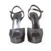 Silver Leather Platform Heels Sandals Shoes - Image 3