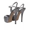 Silver Leather Platform Heels Sandals Shoes - Image 4