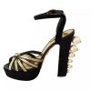 Black Gold Bianca Faux Pearl Sandals - Image 2