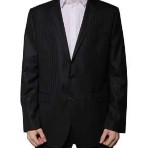 Black Stripe Wool Single Breasted Blazer