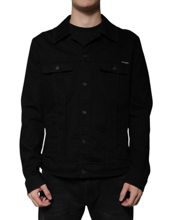 Black DG Cotton Stretch Denim Jacket - Image 2