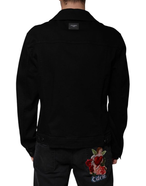 Black DG Cotton Stretch Denim Jacket - Image 4