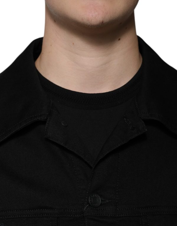 Black DG Cotton Stretch Denim Jacket - Image 5