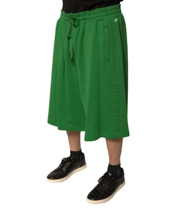 Green Cotton Blend Men Bermuda Shorts - Image 6