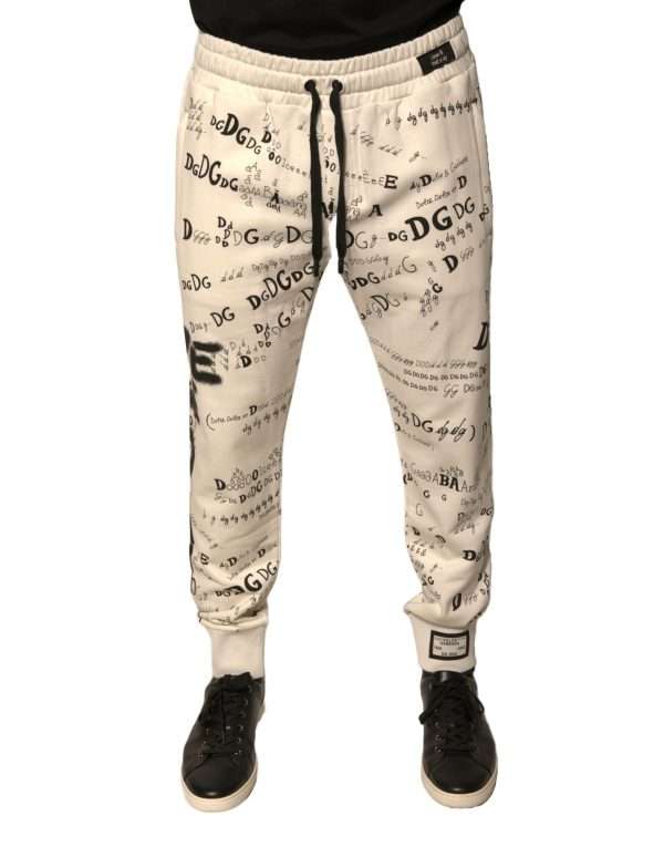 White Printed Cotton Jogger Sweatpants Pants - Image 2