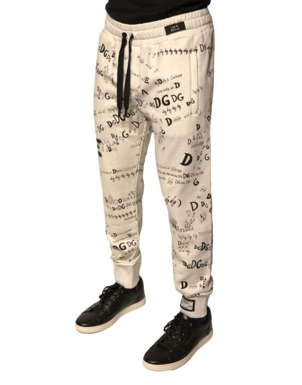 White Printed Cotton Jogger Sweatpants Pants - Image 3