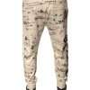 White Printed Cotton Jogger Sweatpants Pants - Image 4