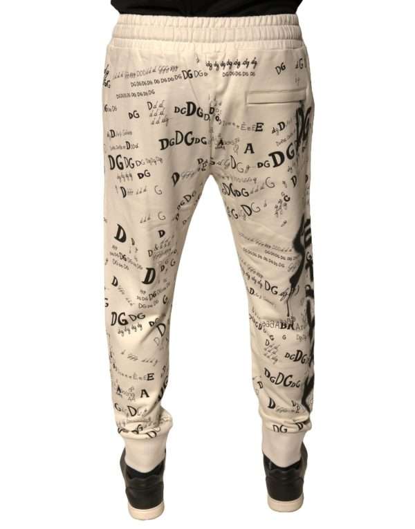 White Printed Cotton Jogger Sweatpants Pants - Image 4