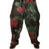 Black Floral Polyester Jogger Sweatpants Pants - Image 2