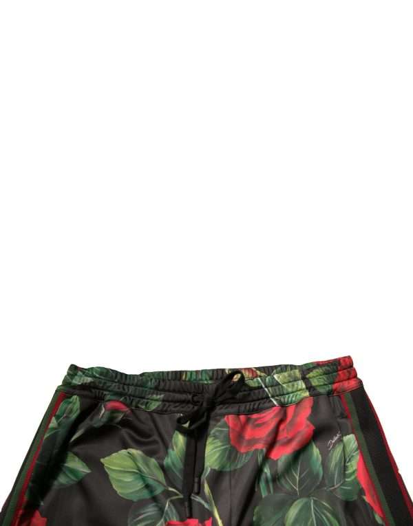 Black Floral Polyester Jogger Sweatpants Pants - Image 5