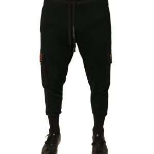 Black Cotton Jogger Cargo Sweatpants Pants