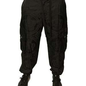 Black Crown Nylon Jogger Sweatpants Pants