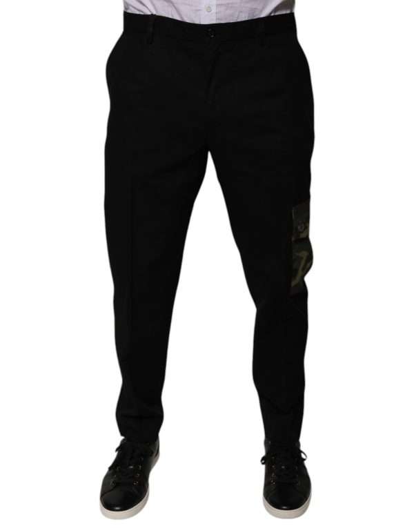 Black Cotton Men Cargo Casual Pants - Image 2