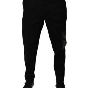 Black Cotton Men Cargo Casual Pants