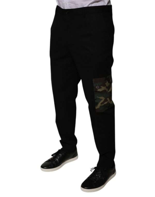 Black Cotton Men Cargo Casual Pants - Image 3