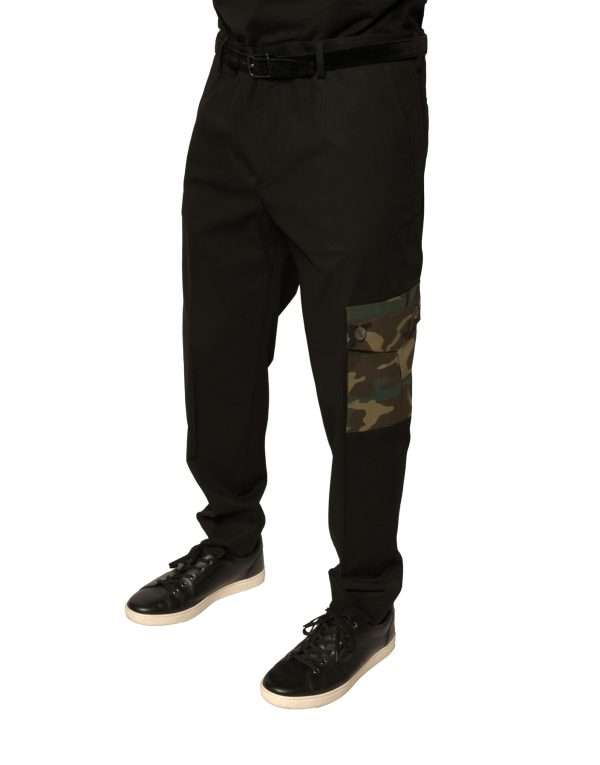 Black Cotton Men Cargo Casual Pants - Image 6