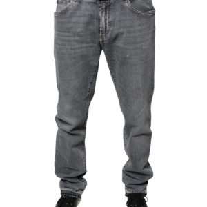 Gray Logo Cotton Stretch Skinny Denim Jeans