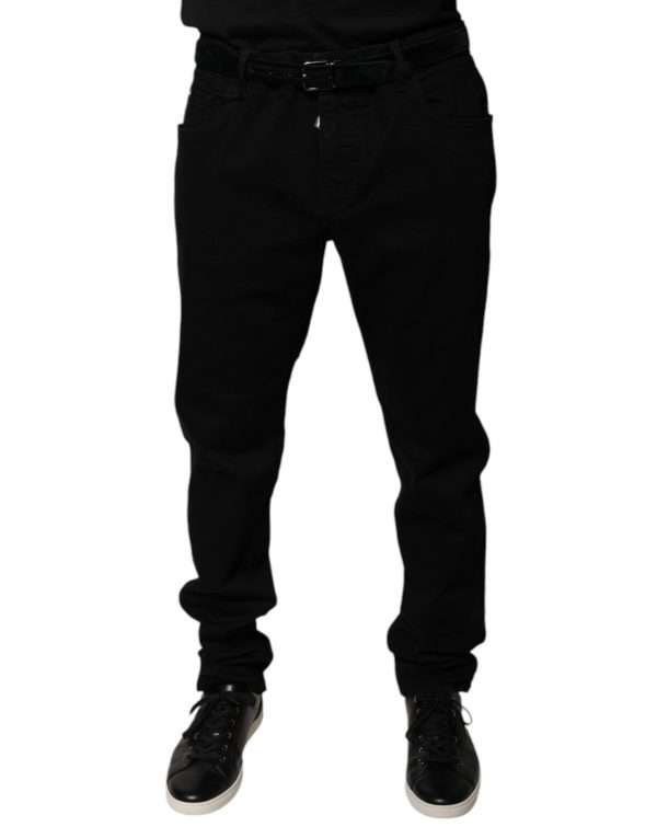 Black Logo Cotton Stretch Skinny Denim Jeans - Image 2