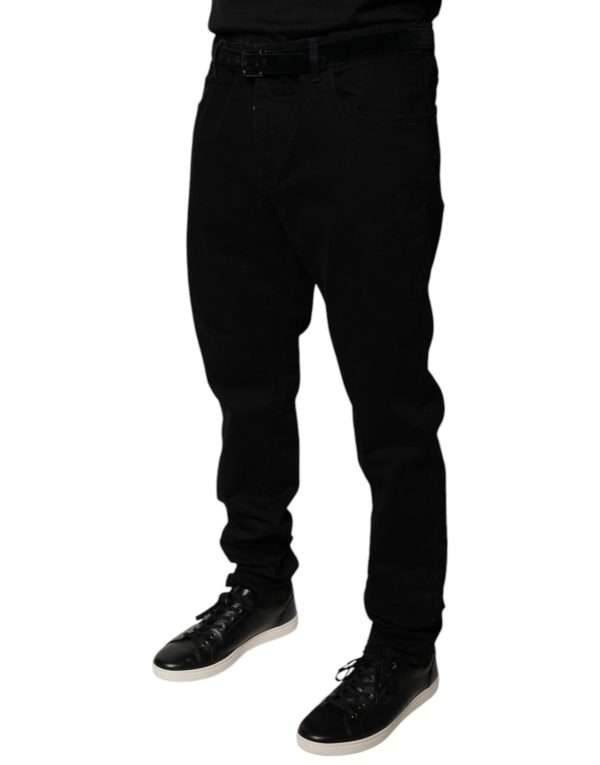Black Logo Cotton Stretch Skinny Denim Jeans - Image 3