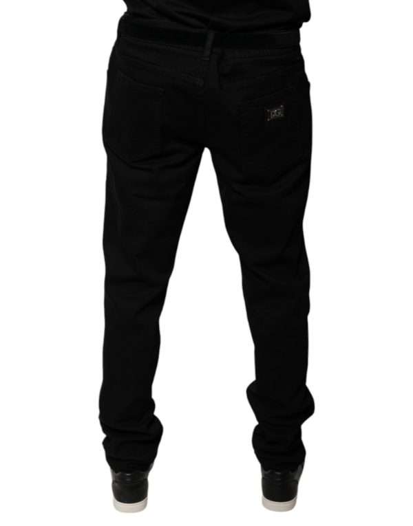 Black Logo Cotton Stretch Skinny Denim Jeans - Image 4