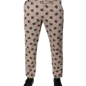 Beige Logo Cotton Skinny Denim Jeans