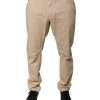 Beige Cotton Mid Waist Skinny Denim Jeans - Image 2