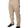Beige Cotton Mid Waist Skinny Denim Jeans - Image 3