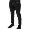 Black Cotton Stretch Skinny Men Denim Jeans - Image 3