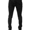 Black Cotton Stretch Skinny Men Denim Jeans - Image 4