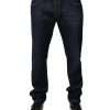 Dark Blue Cotton Skinny Denim Jeans - Image 2