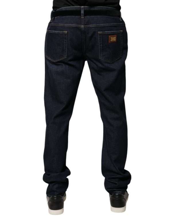 Dark Blue Cotton Skinny Denim Jeans - Image 4