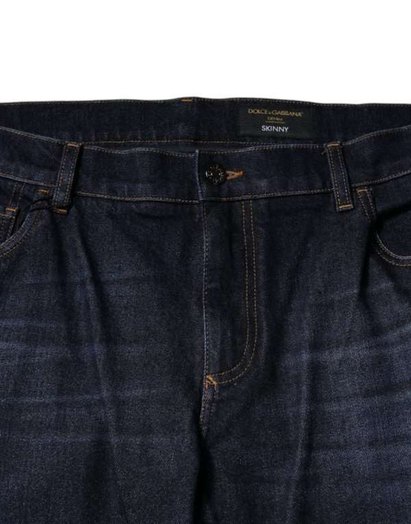 Dark Blue Cotton Skinny Denim Jeans - Image 5