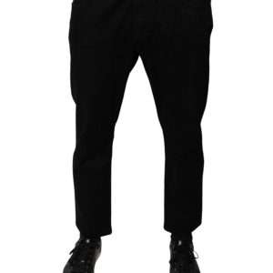 Black Cotton Stretch Logo Skinny Denim Jeans