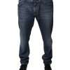 Dark Blue Cotton Logo Skinny Denim Jeans - Image 2