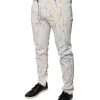 White Color Splash Print Skinny Denim Jeans - Image 3