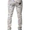 White Color Splash Print Skinny Denim Jeans - Image 4