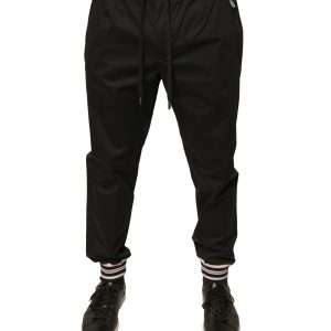 Black Cotton Stretch Jogger Sweatpants Pants