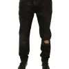 Black Ripped Logo Cotton Skinny Denim Jeans - Image 2