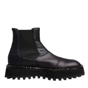 Black Chelsea Boots Leather Slip On Shoes