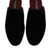Black Viscose Velvet Slides Flat Slipper Shoes - Image 3