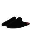Black Viscose Velvet Slides Flat Slipper Shoes - Image 4