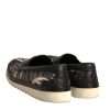 Black Canvas Tropical Print Slip On Shoes - Image 5