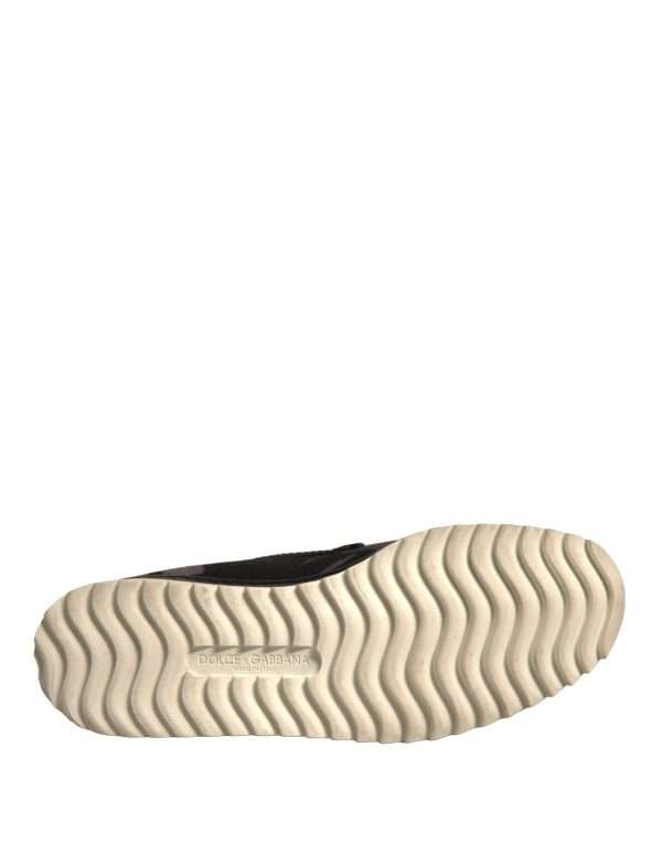 Black Canvas Tropical Print Slip On Shoes - Image 8
