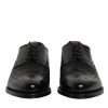 Black Leather Derby Wingtip Lace Up Formal Dress Shoes - Image 2