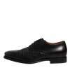 Black Leather Derby Wingtip Lace Up Formal Dress Shoes - Image 6