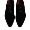 Black Velvet Cotton Lace Up Derby Shoes - Image 3