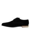 Black Velvet Cotton Lace Up Derby Shoes - Image 6