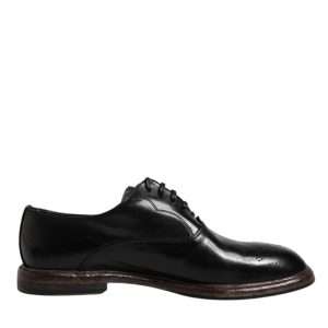 Black Leather Lace Up Men Derby Formal Shoes