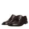 Brown Leather Derby Wingtip Lace Up Formal Dress Shoes - Image 4